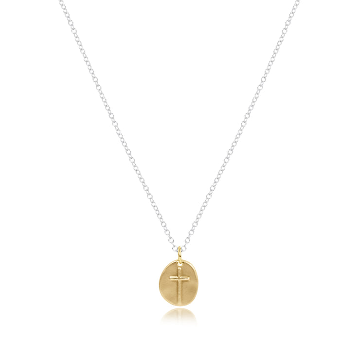 16" Necklace Sterling Mixed Metal - Inspire Small Gold Charm