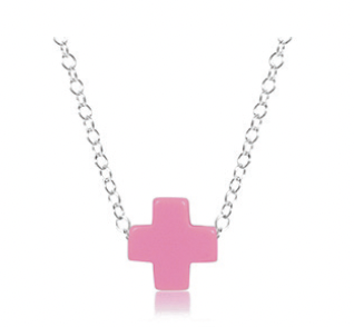 16" Necklace Sterling - Signature Cross Bright Pink