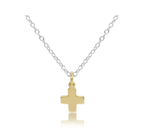 16" Necklace Sterling Mixed Metal - Signature Cross Gold Charm