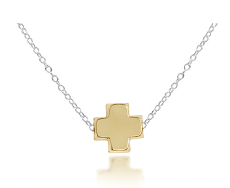 16" Necklace Sterling Mixed Metal - Signature Cross Gold