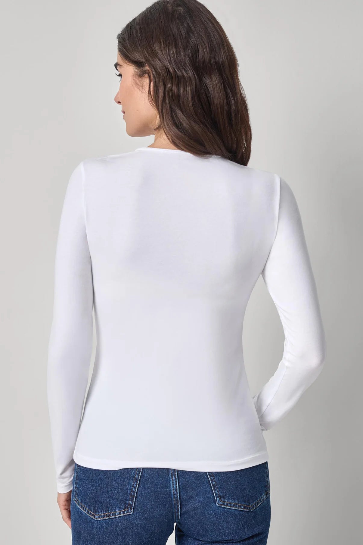 Stretch Layering Long Sleeve Crew Tee - White