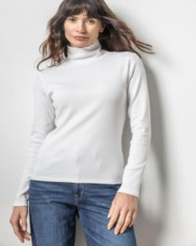 Long Sleeve Turtleneck Tee - White