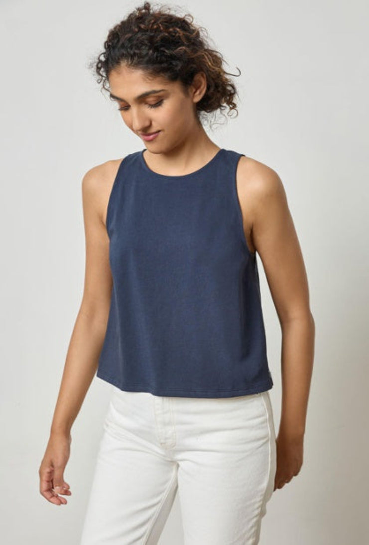 Mixed Media Tank - Dark Navy