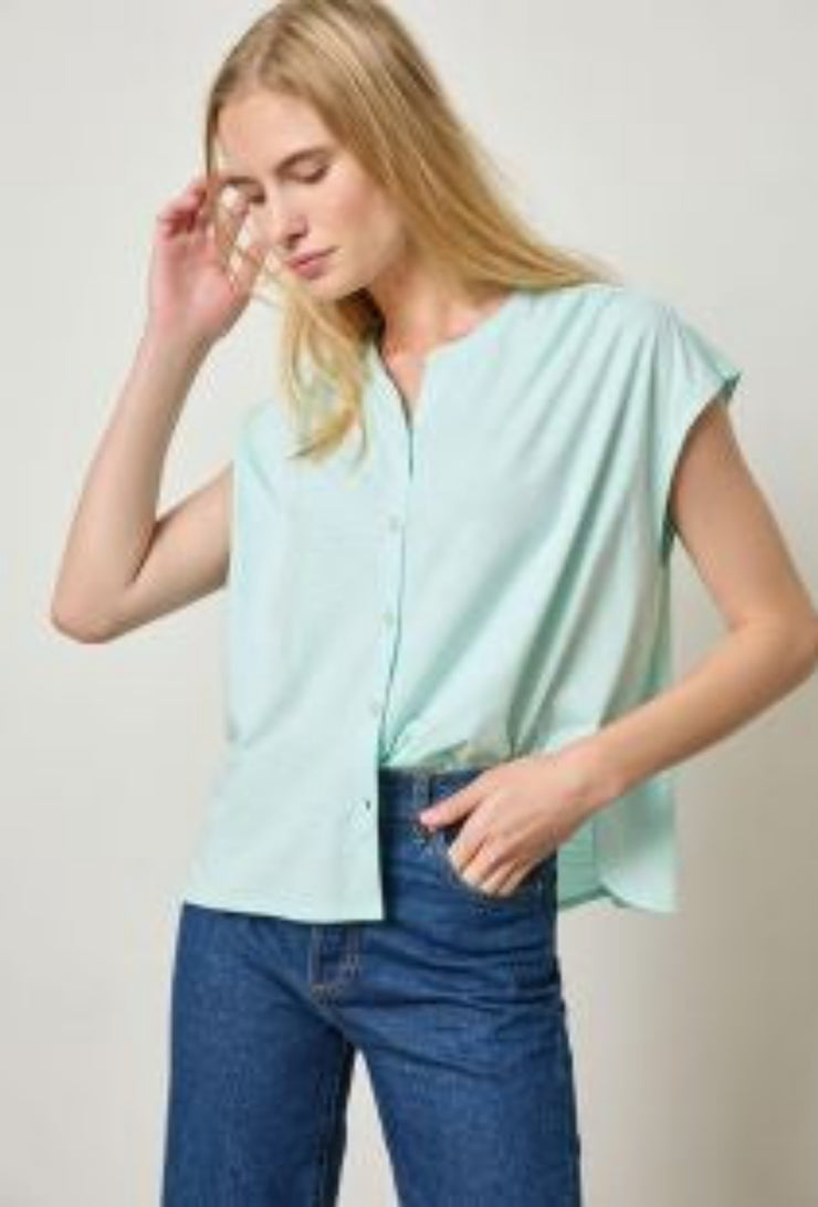 Relaxed Button Down Tee - Aquamarine