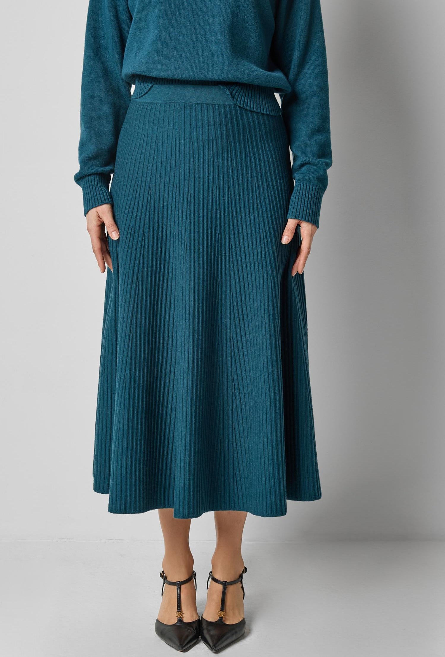 Flared Knit Skirt - Deep Sea