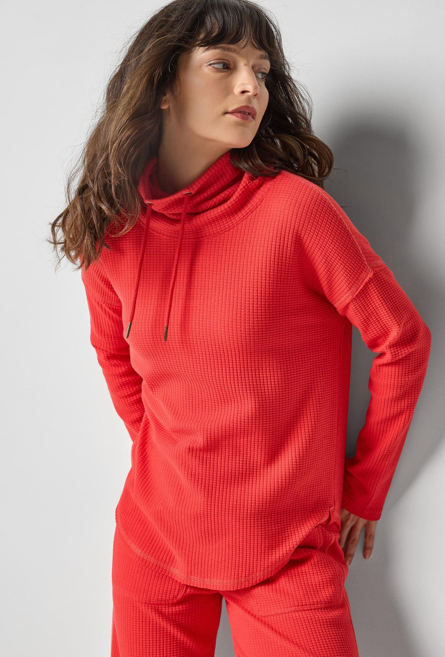 Rounded Hem Mock Neck - Fiesta