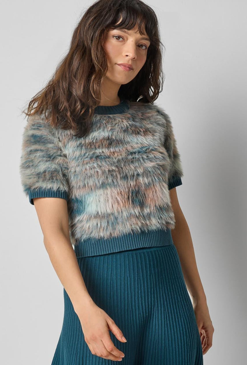 Short Sleeve Brushed Crewneck - Teal Space