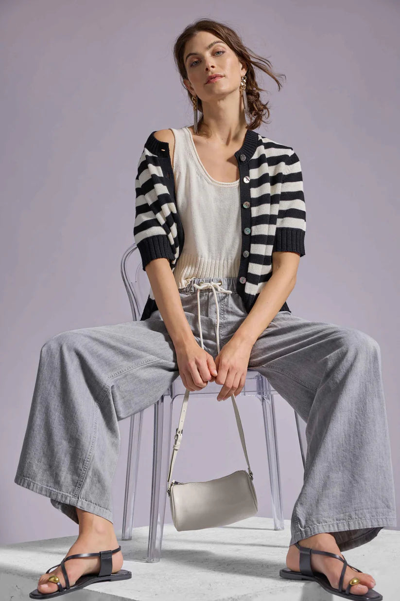 Cropped Scoop Tank Sweater -  Off White