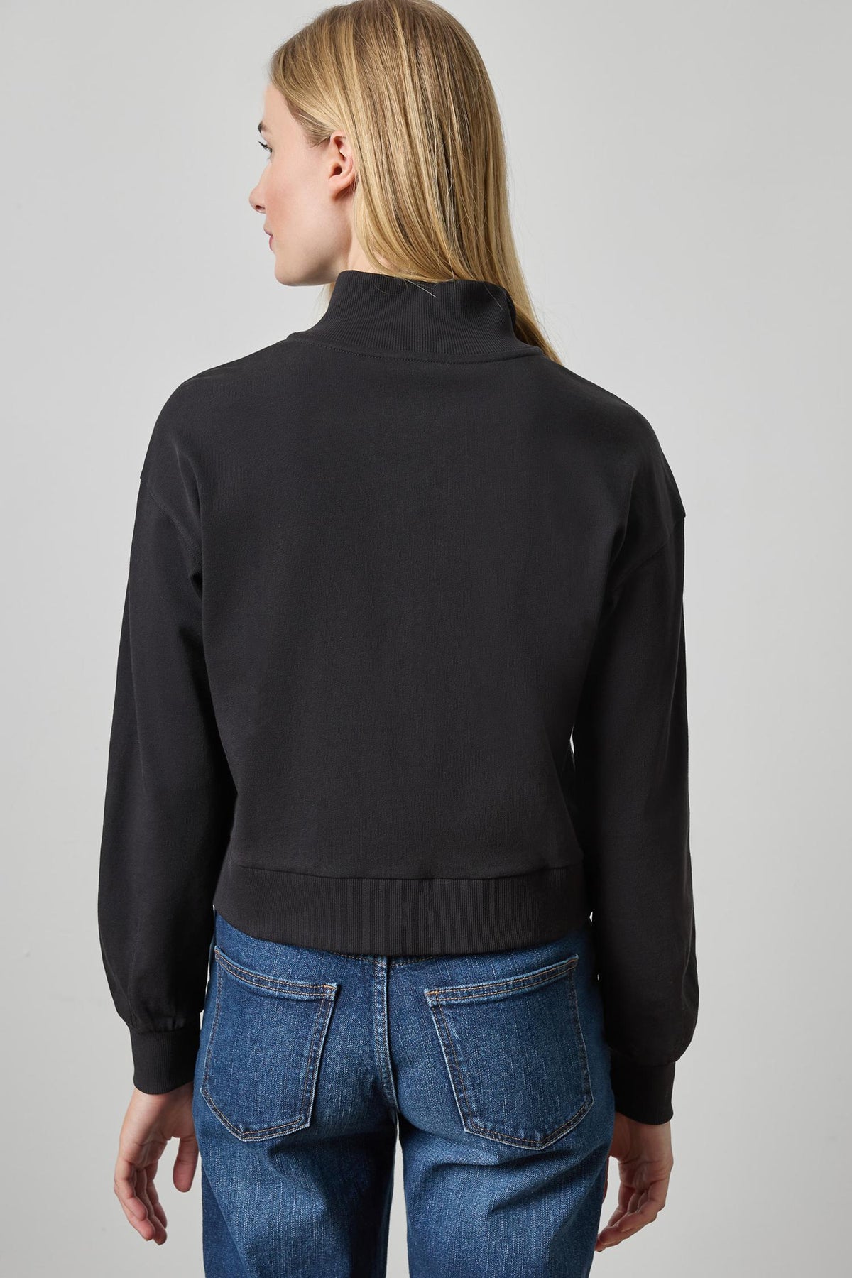 Mock Neck Cardigan - Black