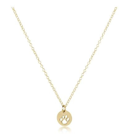 16" Necklace Gold - Paw Print Small Gold Disc