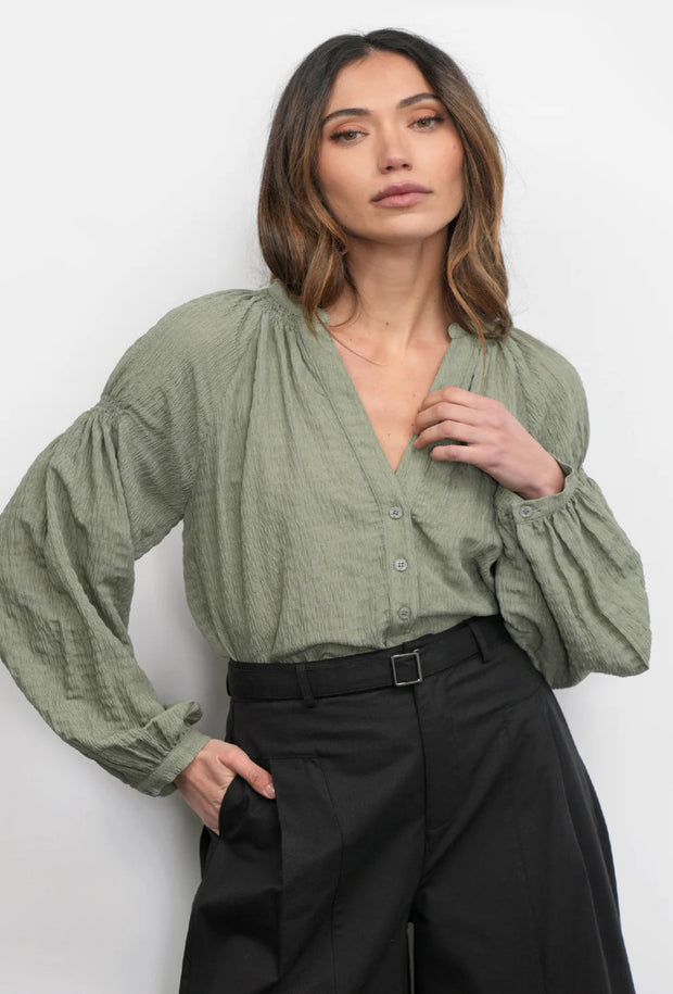 Phoebe Button Up Shirt - Moss Green