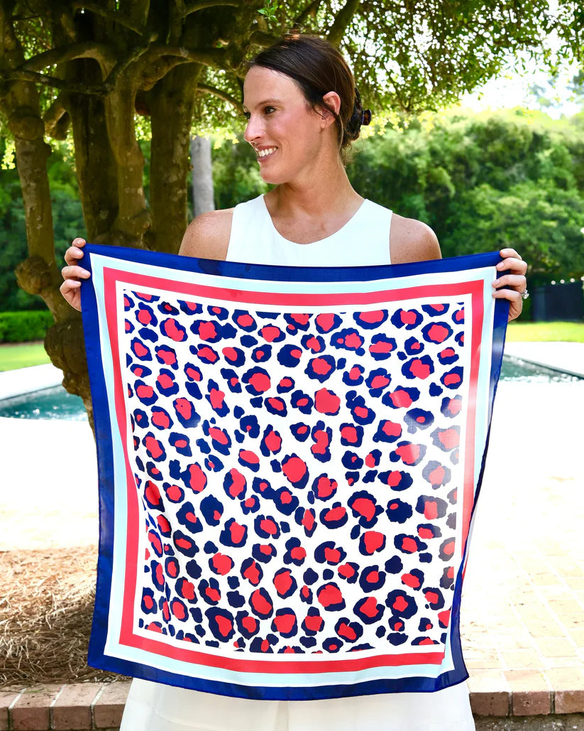 Meredith Spotted Scarf - Medium - Red / Navy