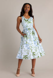 Ava Midi Dress - Botanical Print