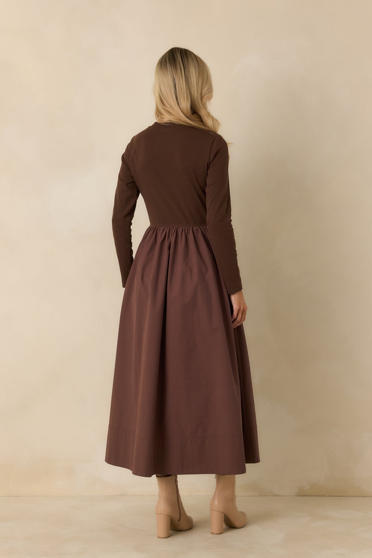 Reese Long Sleeve Midi Dress - Chocolate