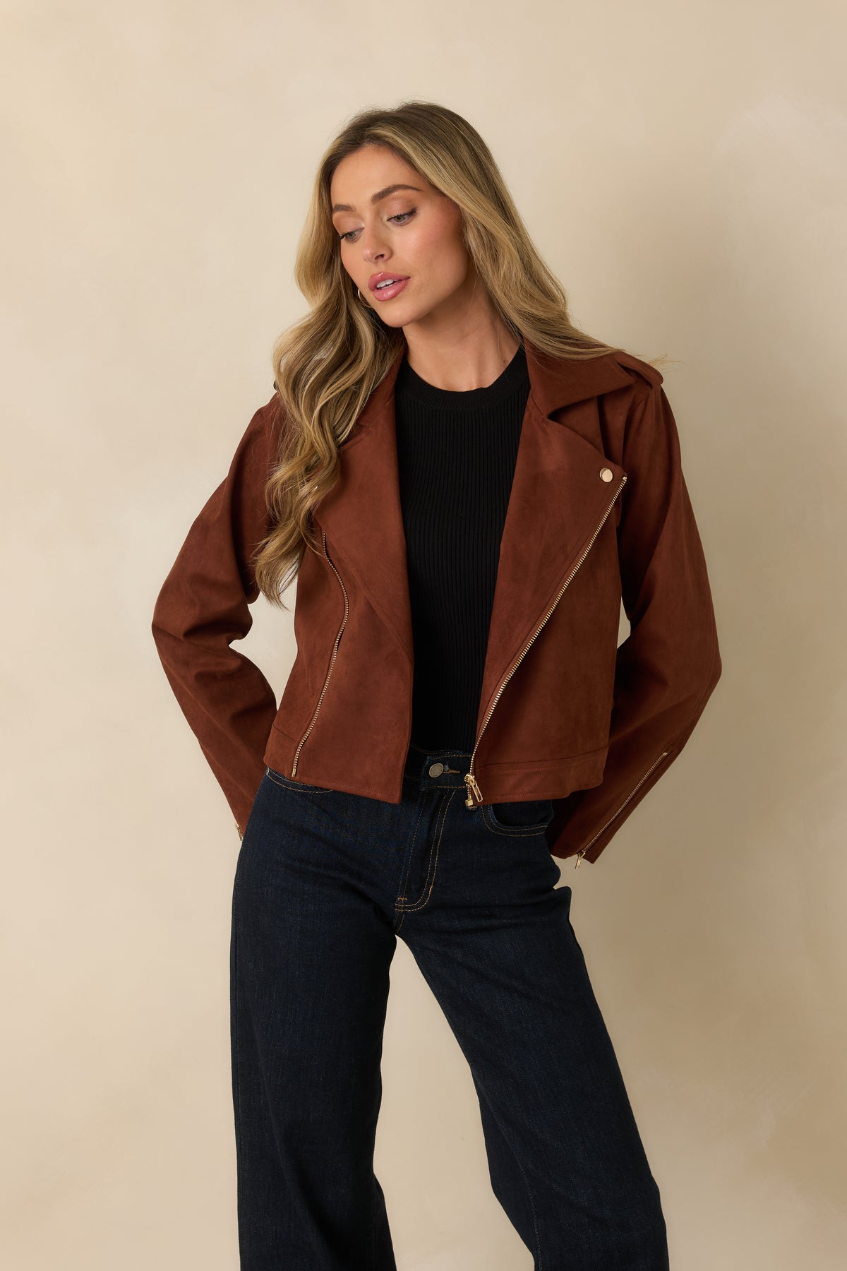 High Line Vegan Suede Jacket - Brownstone