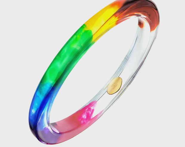 Rainbow Tie Dye Lucite Slip On Bangle