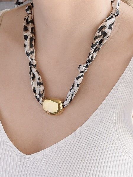 Belle of the Ball Scarf Necklace - Leopard