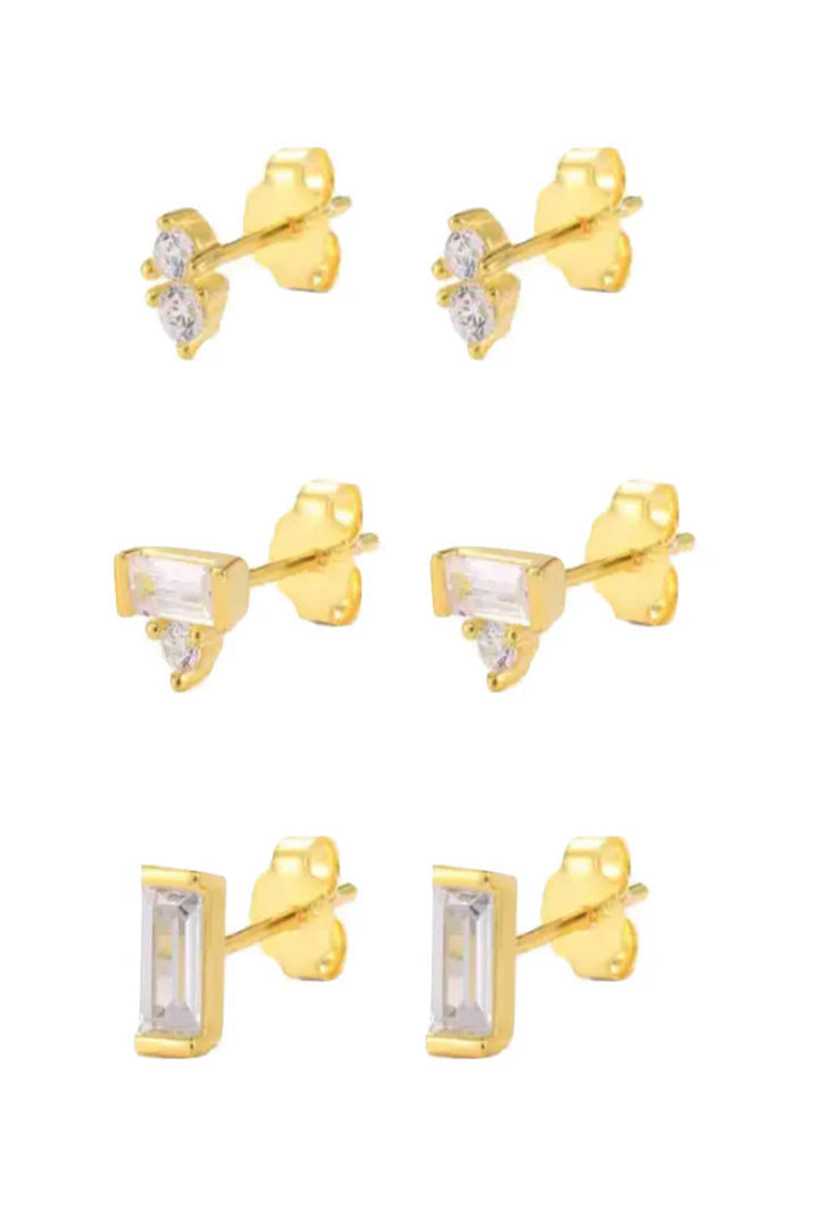 Upstage Stud Earring Trio Set