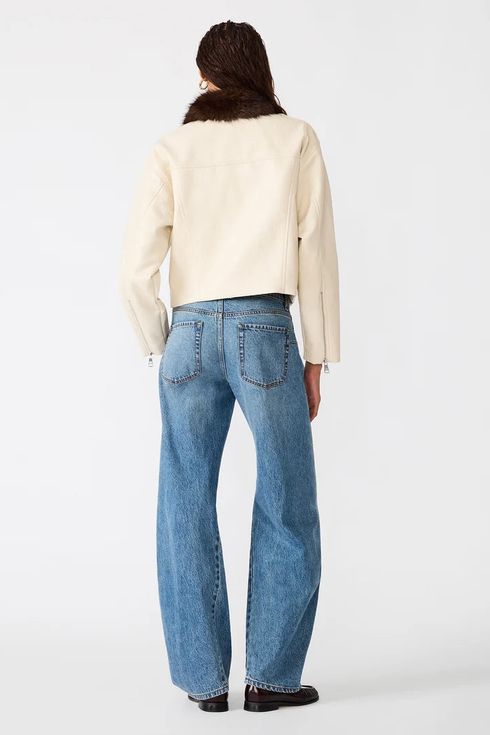 Silas Cropped Moto Jacket - Bone