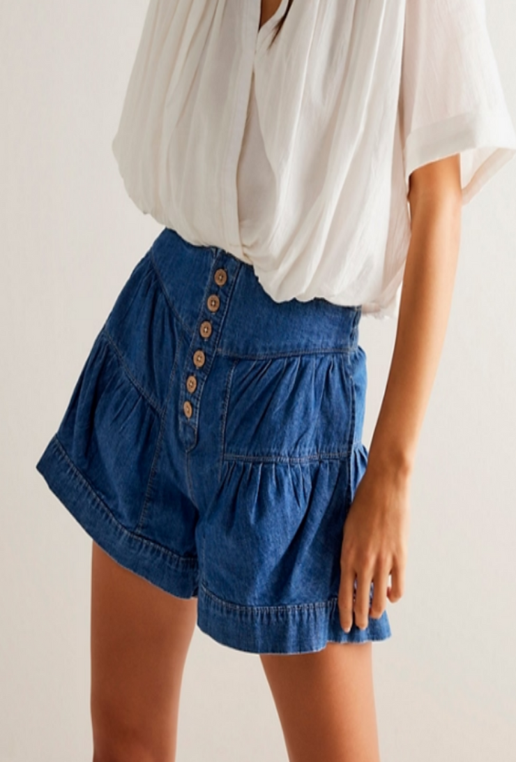 Fleur Denim Short - True Blue