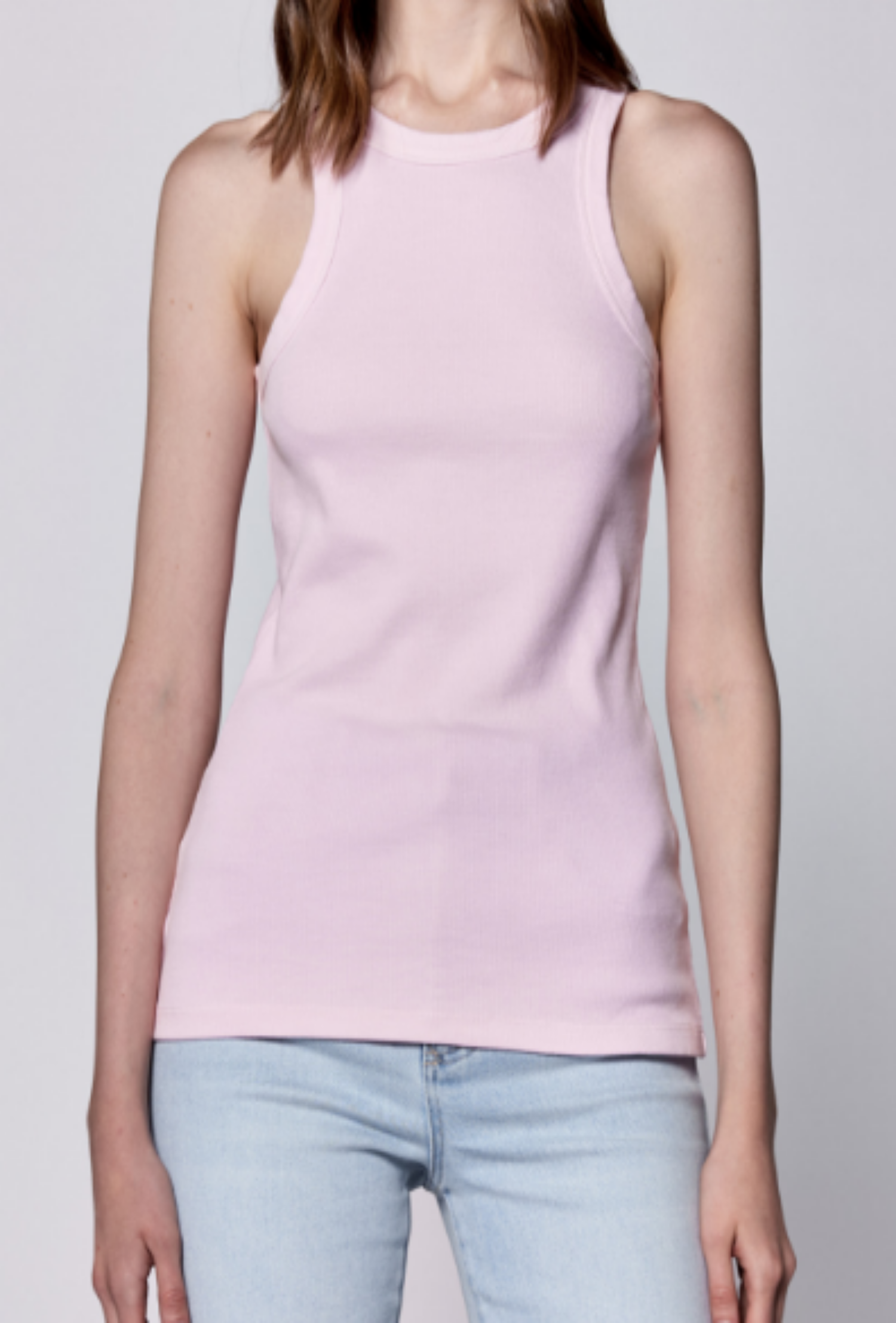 Cropped Racer Tamia Tank - Pink