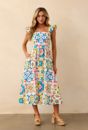 Nicola Ruffle Dress - Sicilian