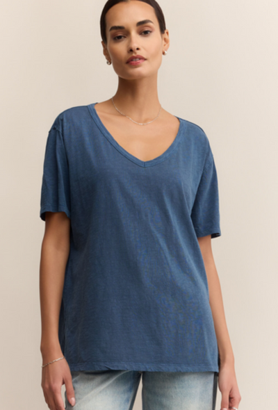 Lively Relaxed V-neck Tee - Vintage Indigo