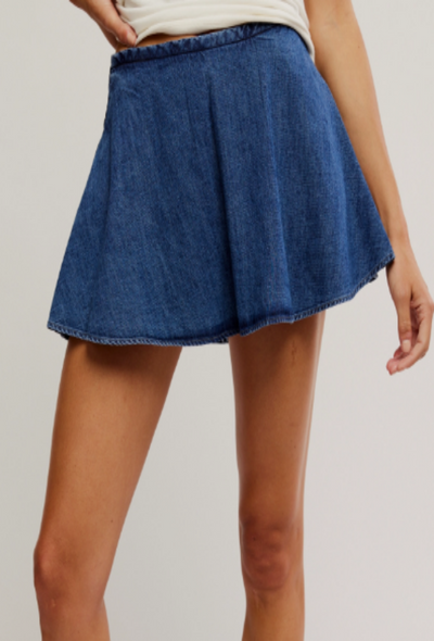 Paradise Found Denim Skort - Indigo