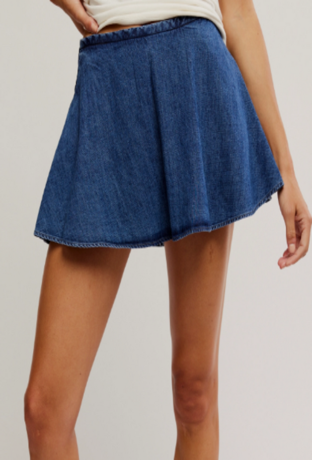 Paradise Found Denim Skort - Indigo