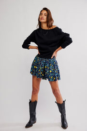Third Charm Printed Mini Skirt - Navy Combo