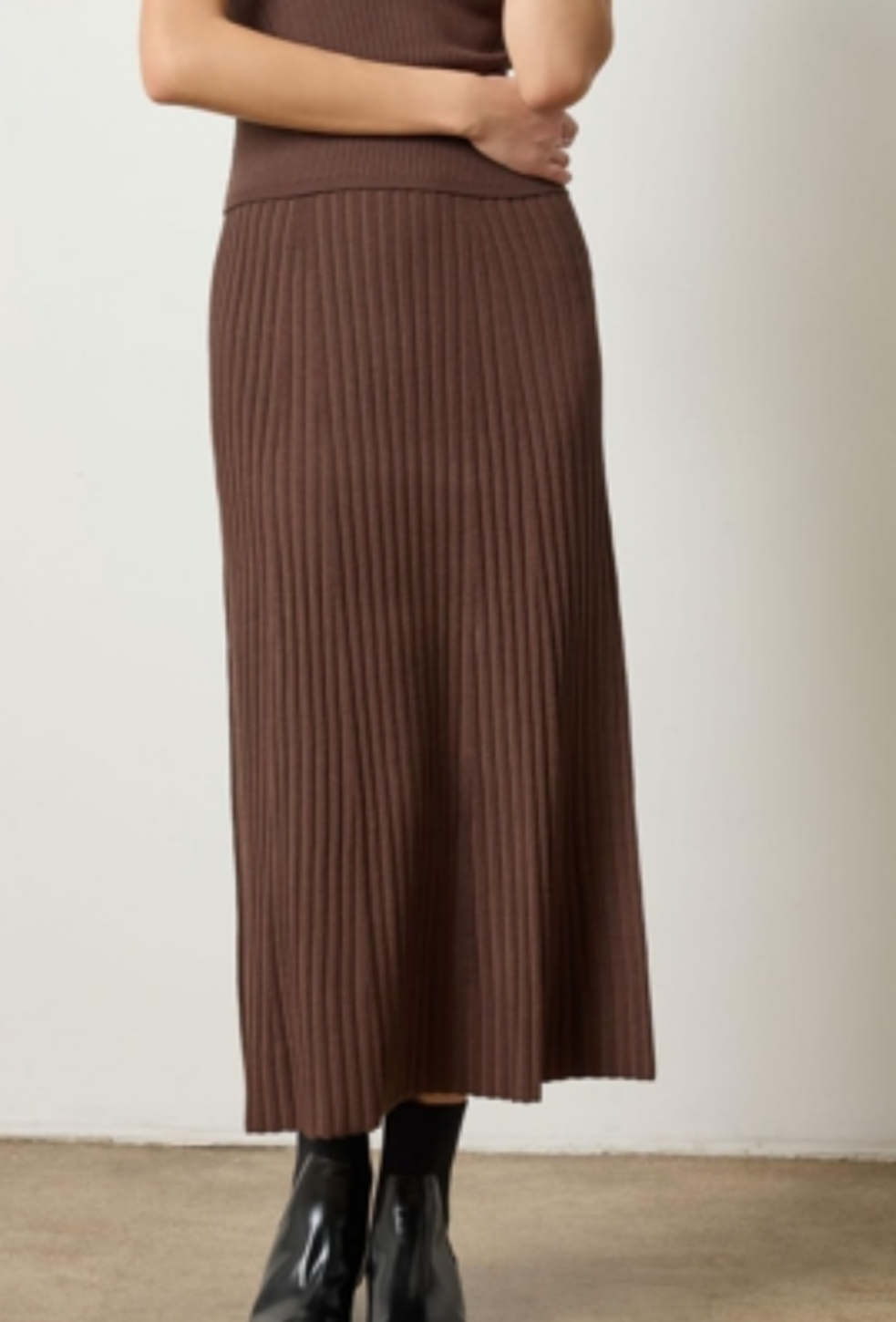Straight Rib Skirt - Mink