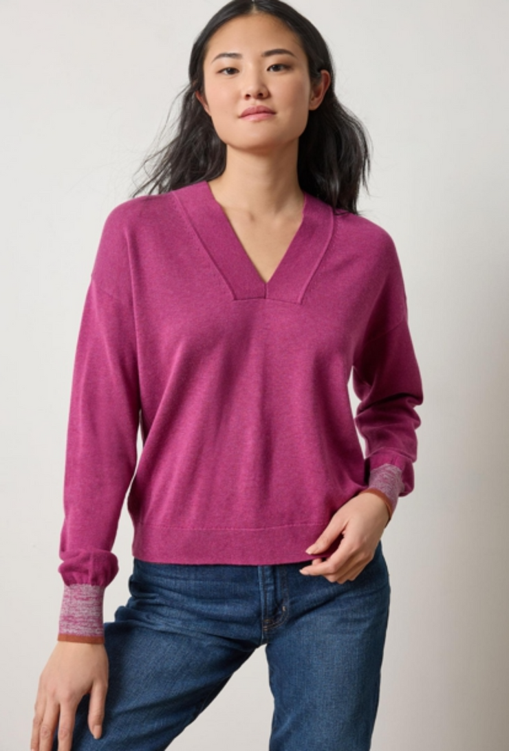 V-Neck Pullover Sweater - Dahlia