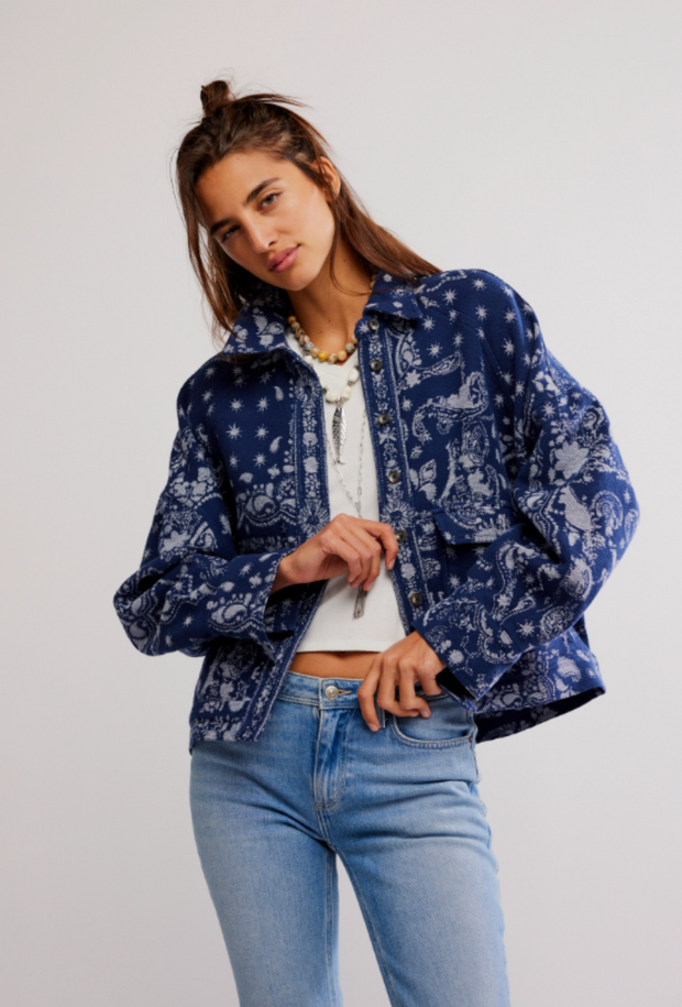 Bandana Jacquard Shirt - Indigo Combo