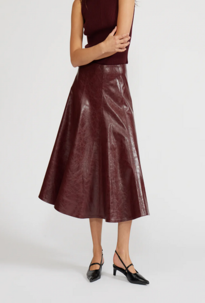 Oleksa Pleated Skirt - Burgundy