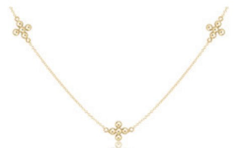15" Choker Simplicity Chain Gold - Classic Beaded Signature Cross Gold