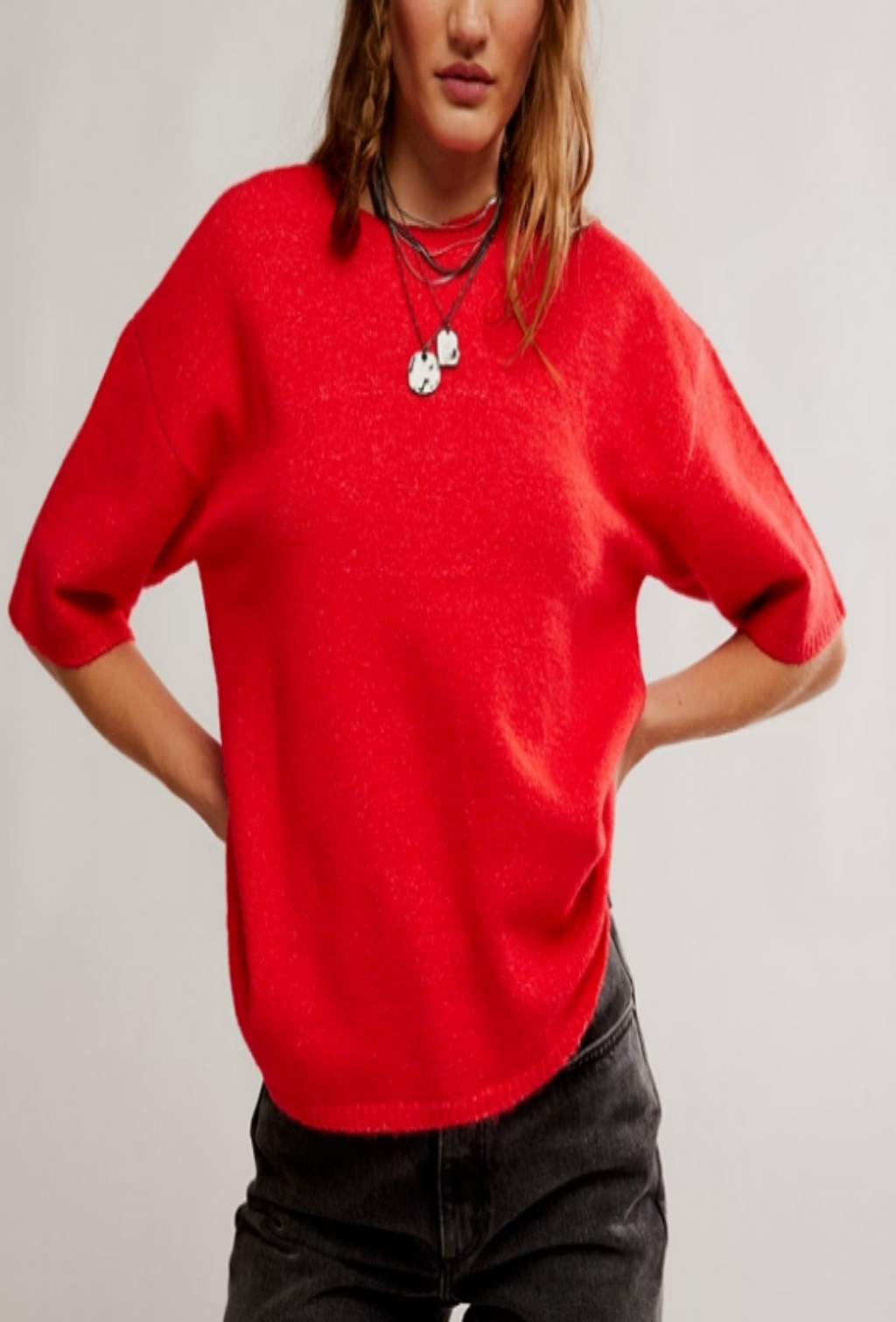 Margot Sweater Tee - Cherry Pop