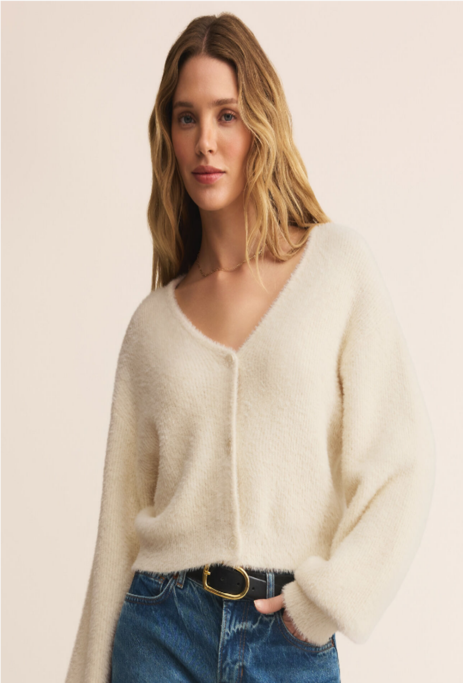Sadira Fluffy Cardigan - Warm White