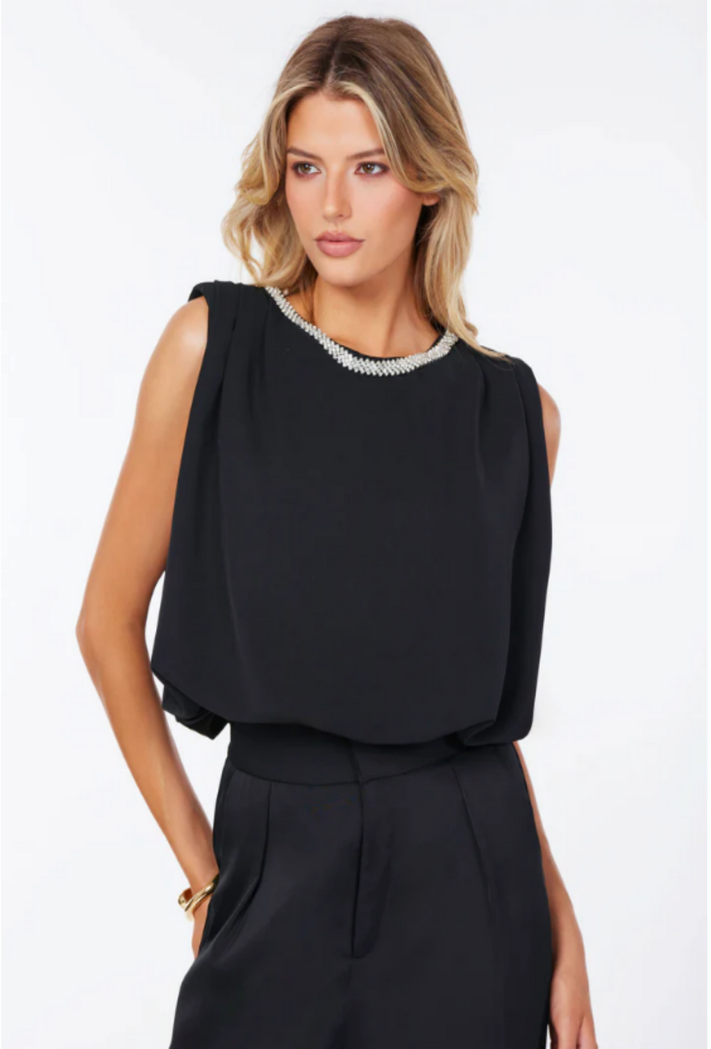 Monroe Bubble Hem Top - Black