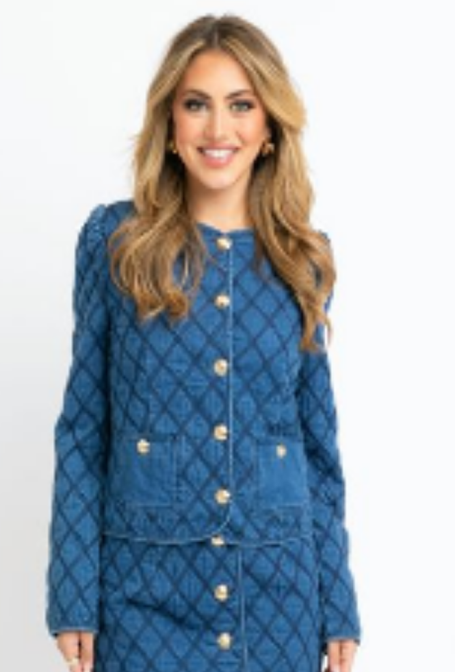 Denim Stitch Novelty Jacket - Blue