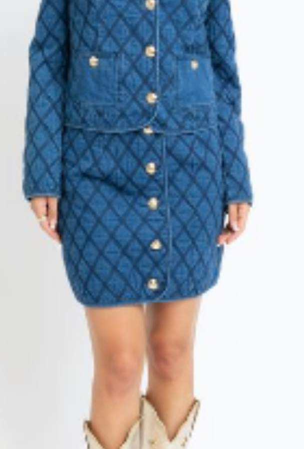 Denim Stitch Novelty Skirt - Blue