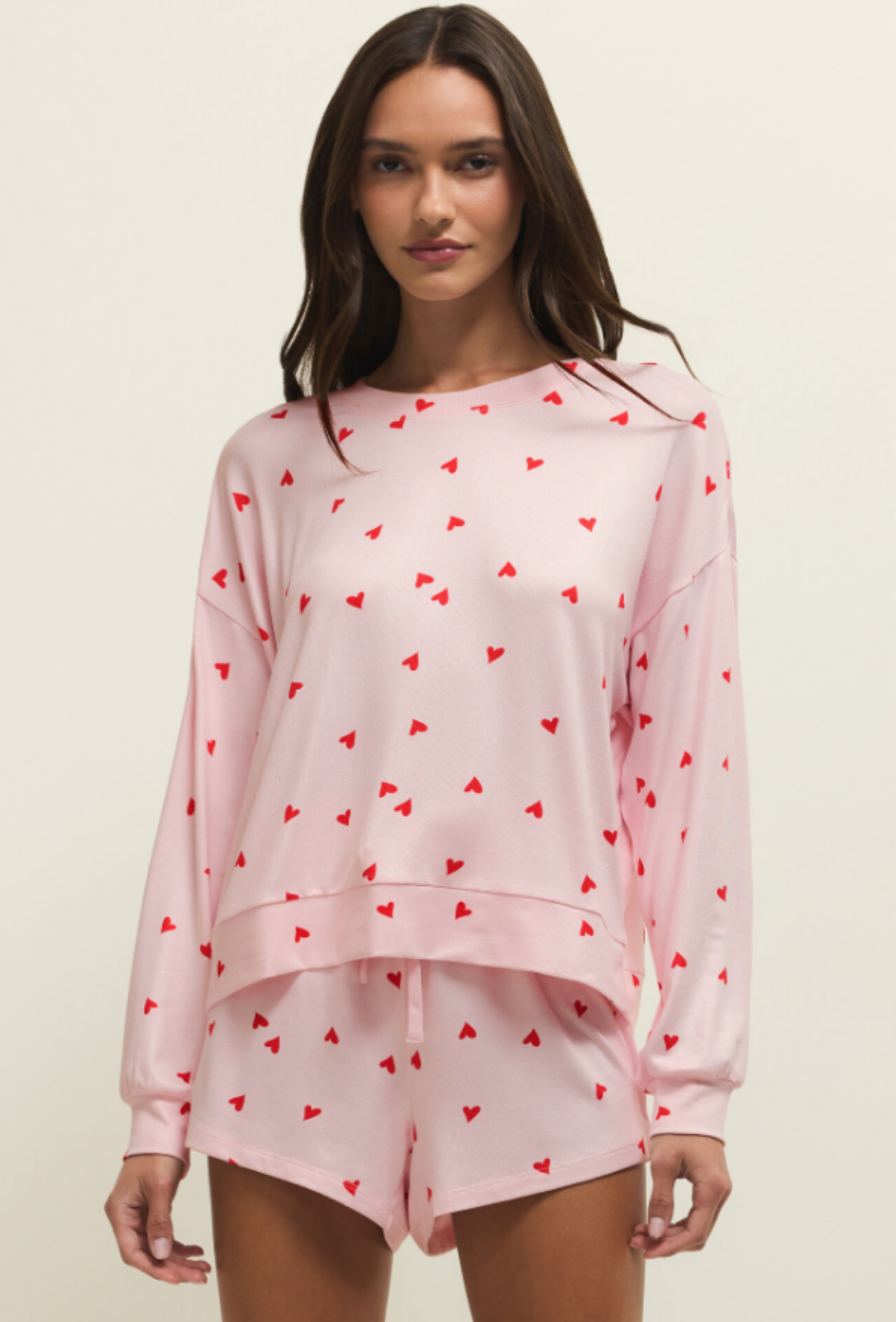 Mira Heart Long Sleeve Top - Pink Marshmallow