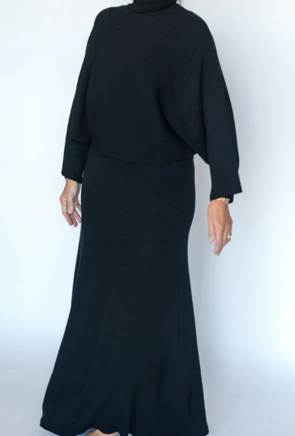 2 Piece Turtleneck Sweater Dress - Black