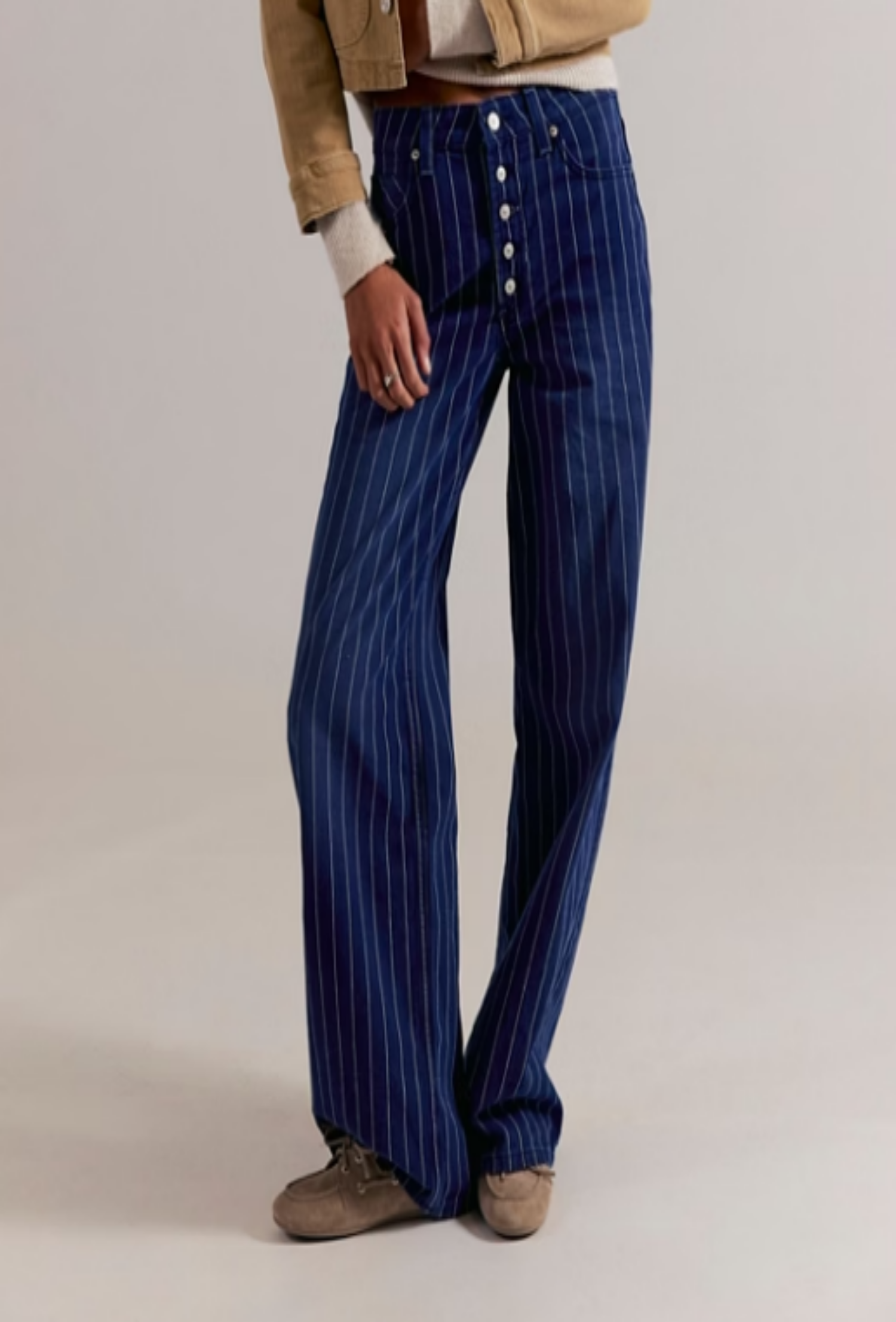Striped Nia BF Jean - Indigo Pinstripe