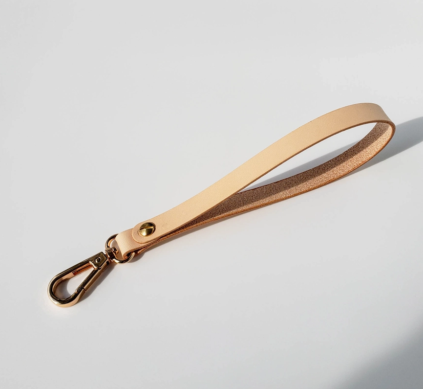Leather Key Wrist Strap - Beige