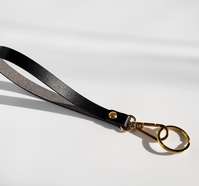 Leather Key Wrist Strap - Black