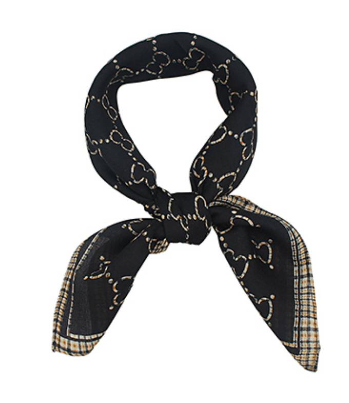 Diamond Pattern Print Scarf - Black