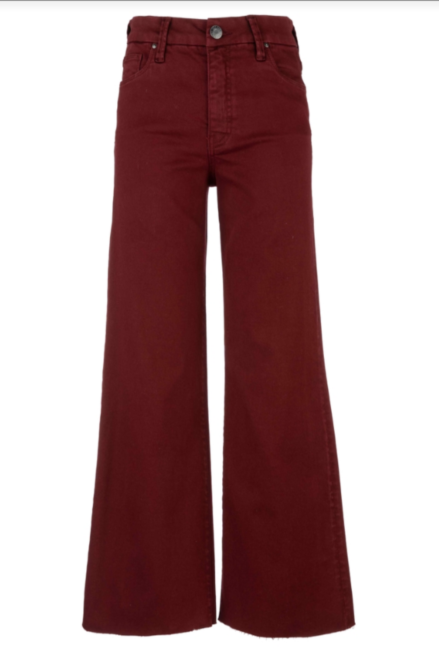 Meg High Rise Wide Leg Raw Hem - Maroon
