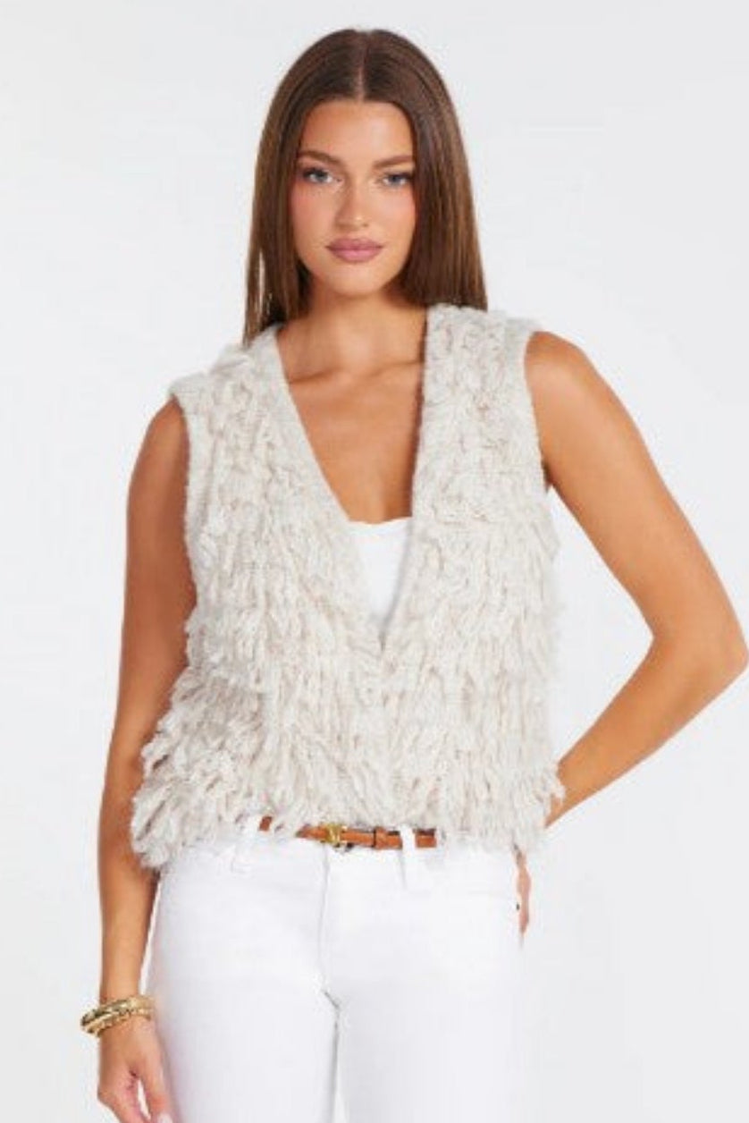 Miranda Fringe Sweater Vest - Cloud