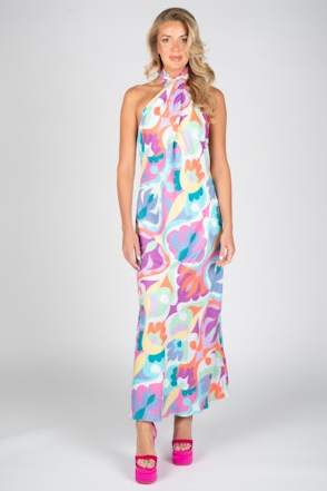 gia midi dress Gia Midi Dress - Teal Palm Print