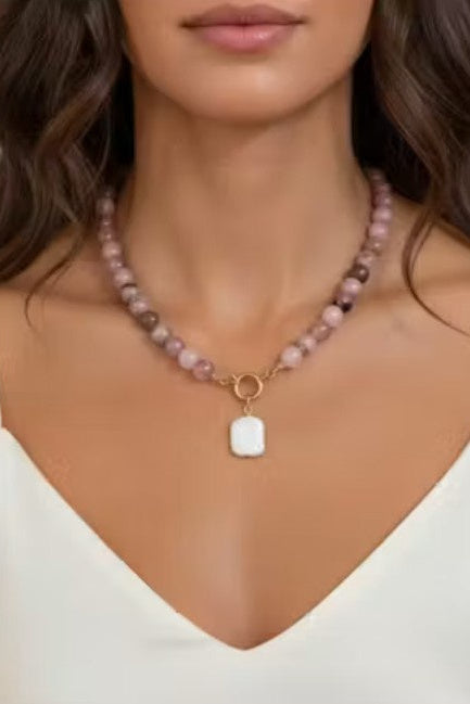 Front Row Beaded Jasper and Pearl Necklace - Pink – Rumor Boutique